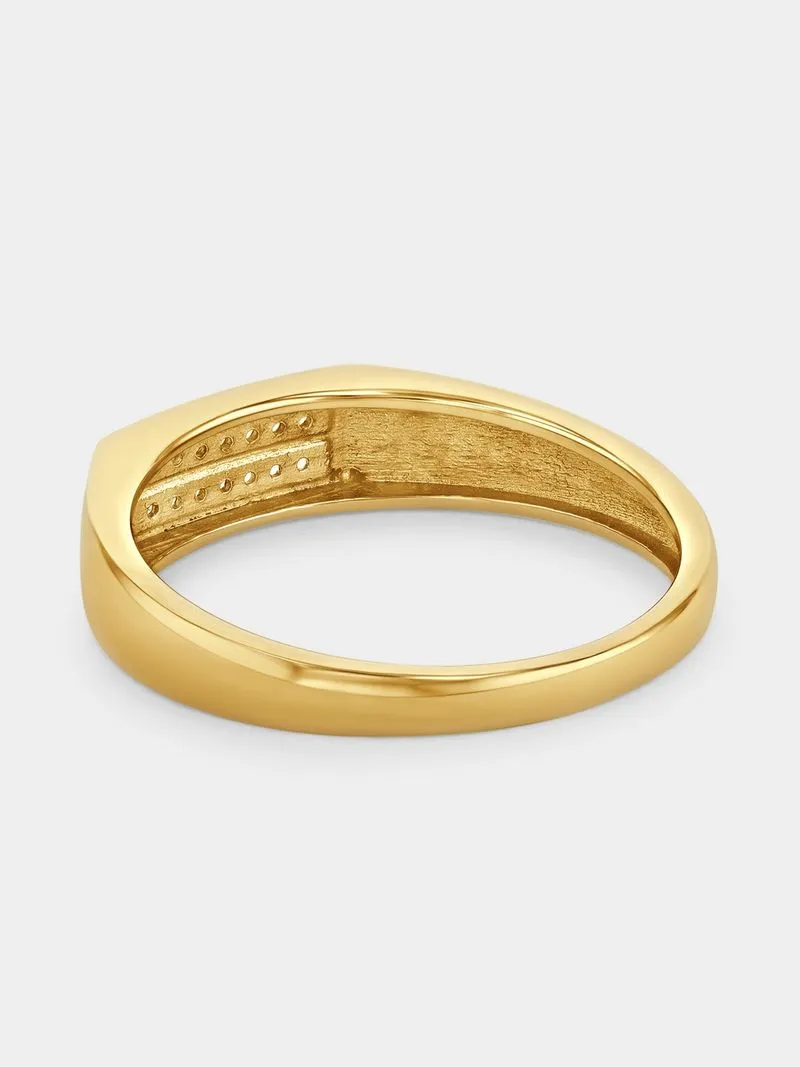 Yellow Gold Earth Grown Diamond Double Bar Ring