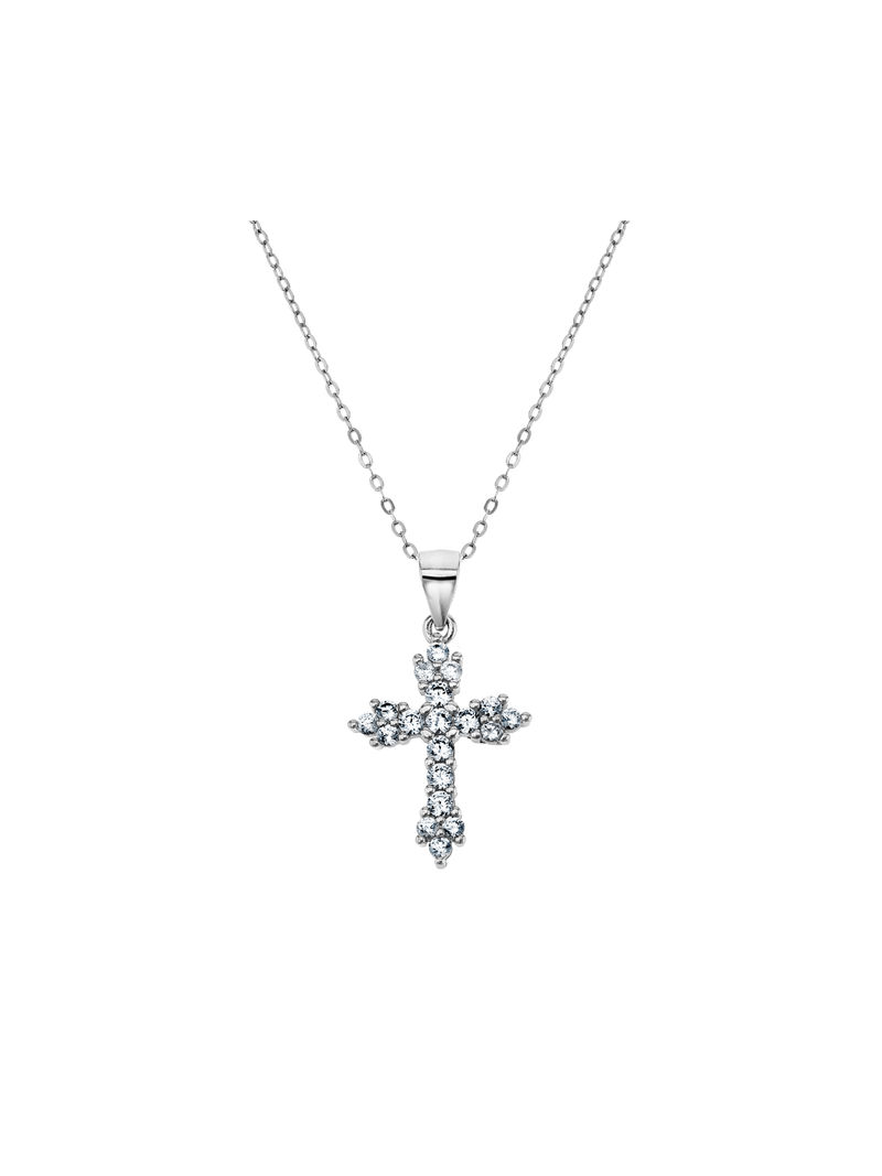 Sterling Silver Cubic Zirconia Radiant Cross Pendant