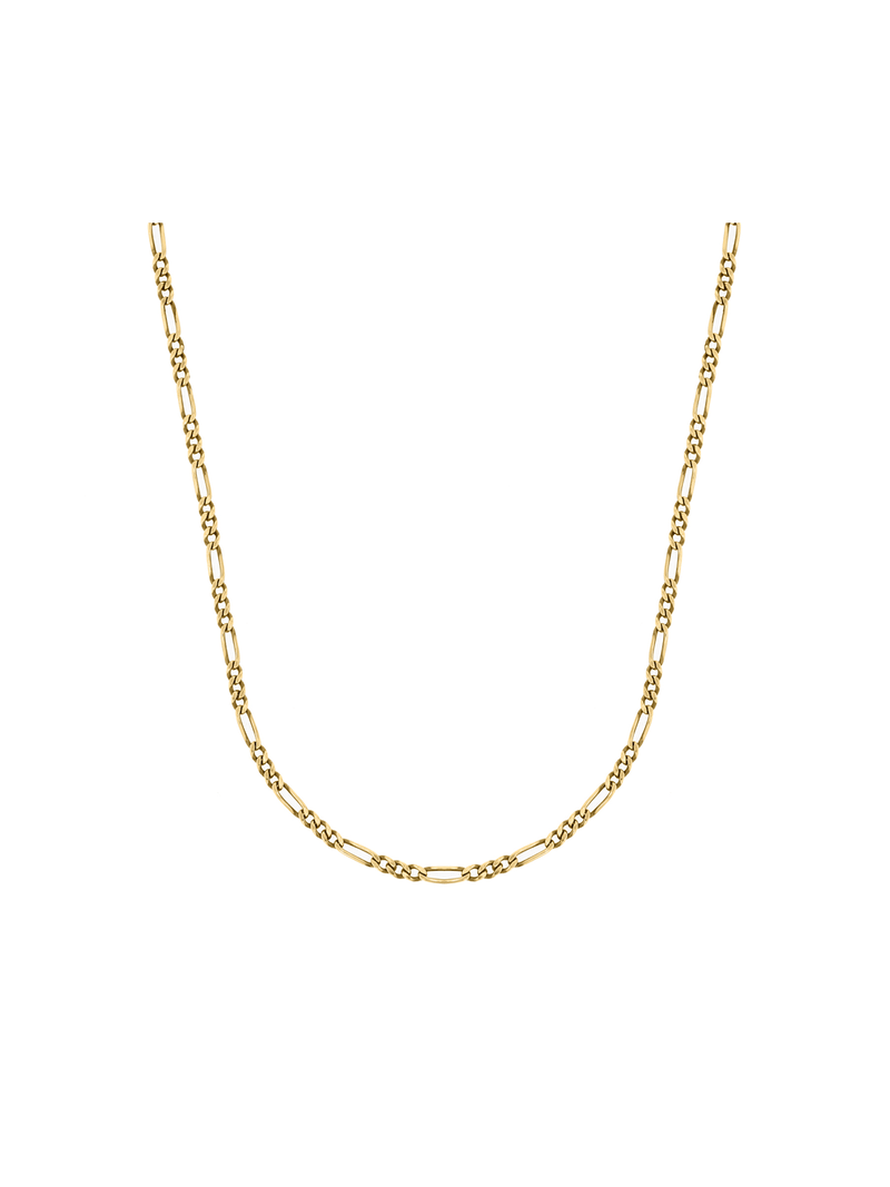 Yellow Gold & Sterling Silver 50cm Figaro Chain