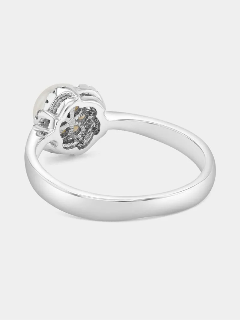 Sterling Silver Freshwater Pearl Flower Promise Ring