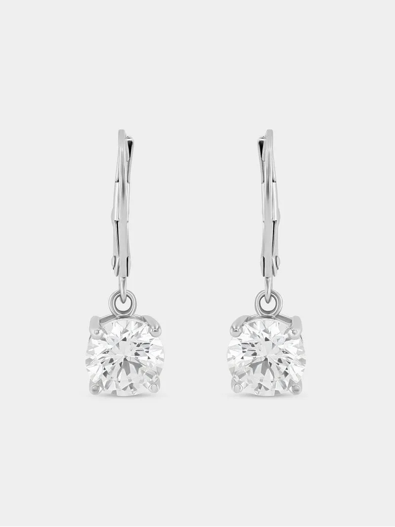 Cheté Sterling Silver Cubic Zirconia Round Drop Earrings