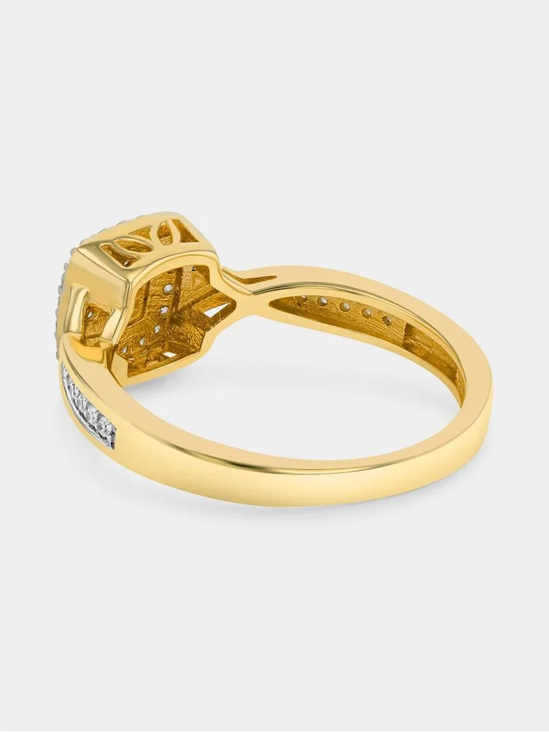 Yellow Gold Lab Grown Diamond Cushion Halo Twist Ring