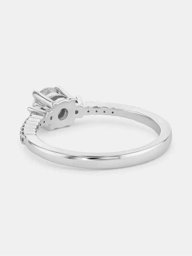 Sterling Silver 0.3ct Lab Grown Diamond Pavé Trilogy Ring