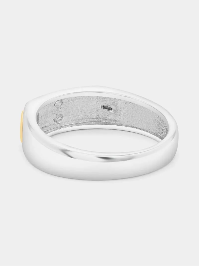 Yellow Gold & Sterling Silver Diamond Two-Tone Square Ring