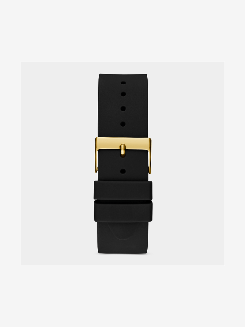 Guess Max Gold Plated Green Dial Black Silicone Watch