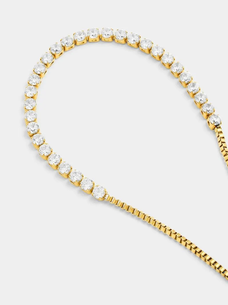 Tempo Jewellery Gold Plated Stainless Steel Cubic Zirconia Slider Tennis Bracelet