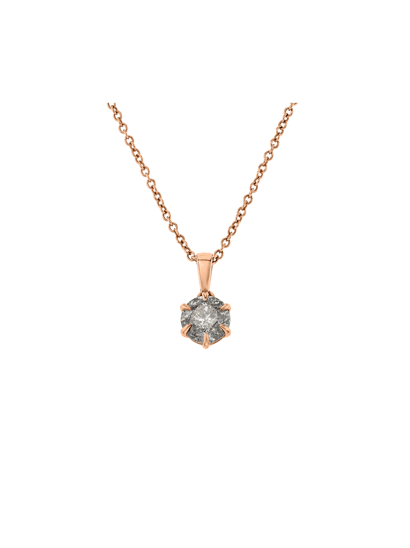 Rose Gold 1.00ct Salt & Pepper Diamond Solitaire Pendant