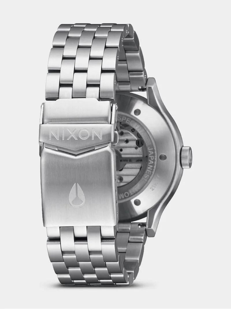 Nixon Men's Spectra Silver Plated & White Stainless Steel Bracelet Watch