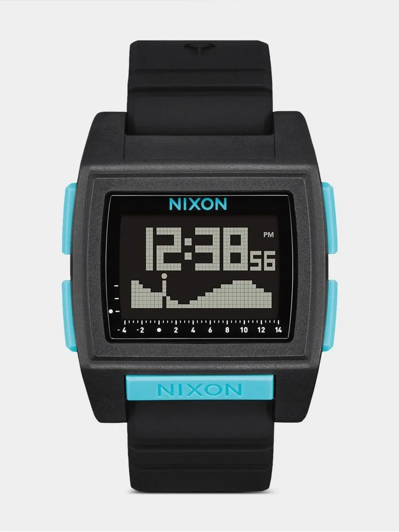 Nixon Men's Base Tide Pro All Black & Blue Digital Silicone Watch