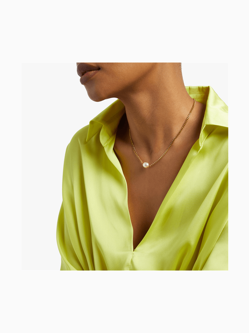 Stainless Steel 18ct Gold Plated Waterproof Pearl Pendant on Chain