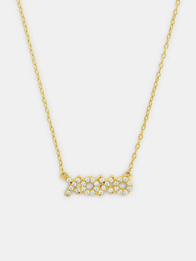 Gold Plated Sterling Silver Cubic Zirconia XOXO Pendant