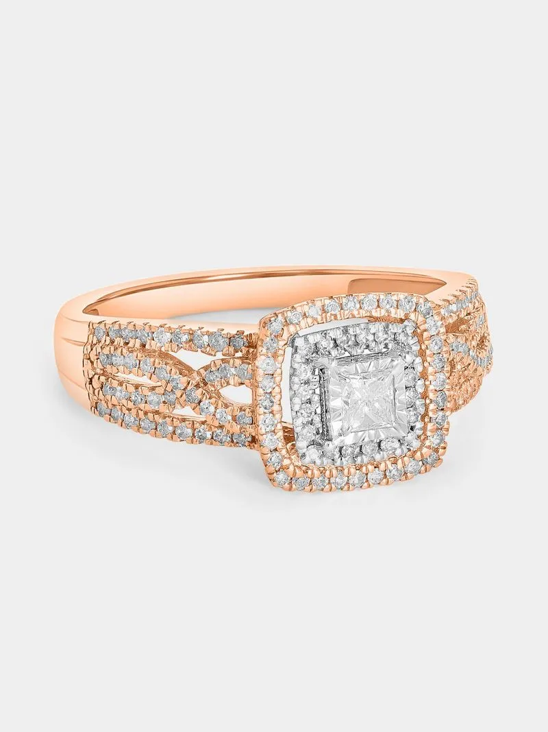 Rose Gold 0.47ct Diamond Princess Illusion Ring