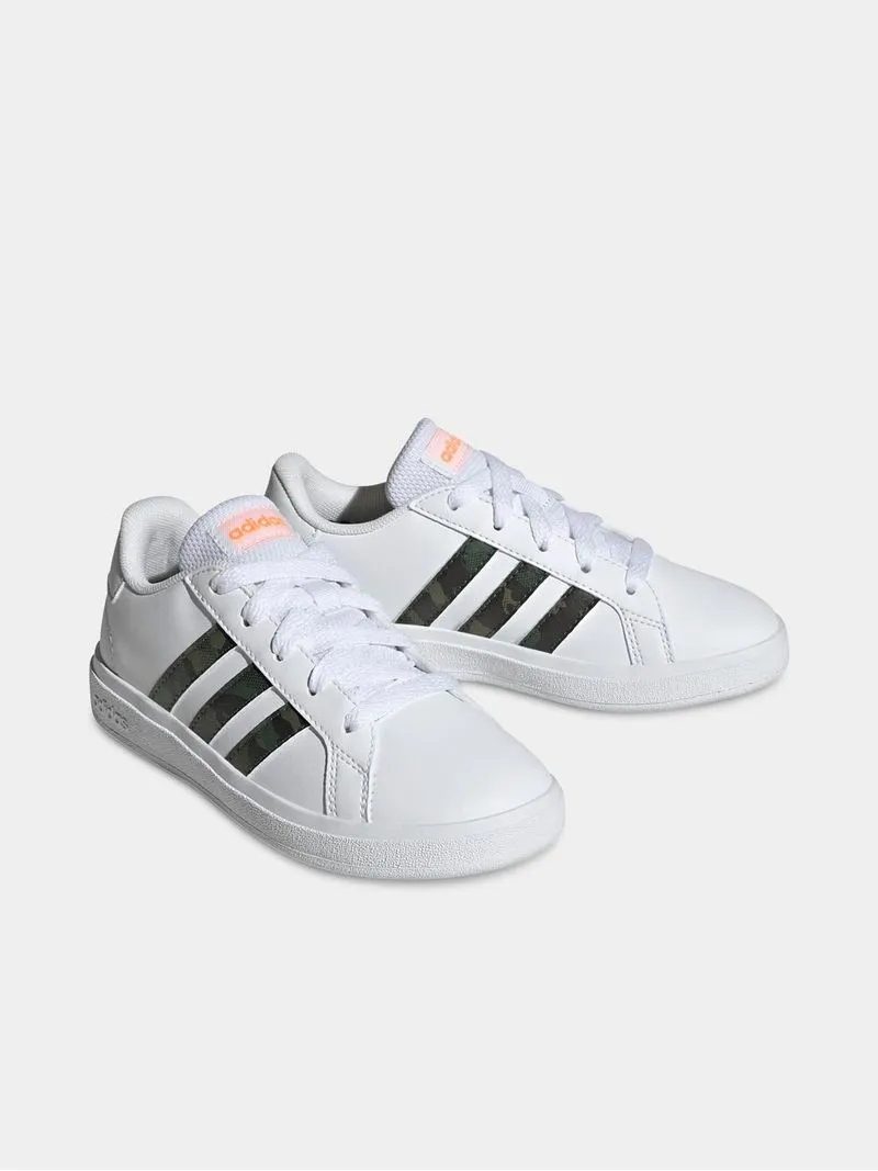 Junior Grade-School adidas Grand Court White/Camo Sneakers