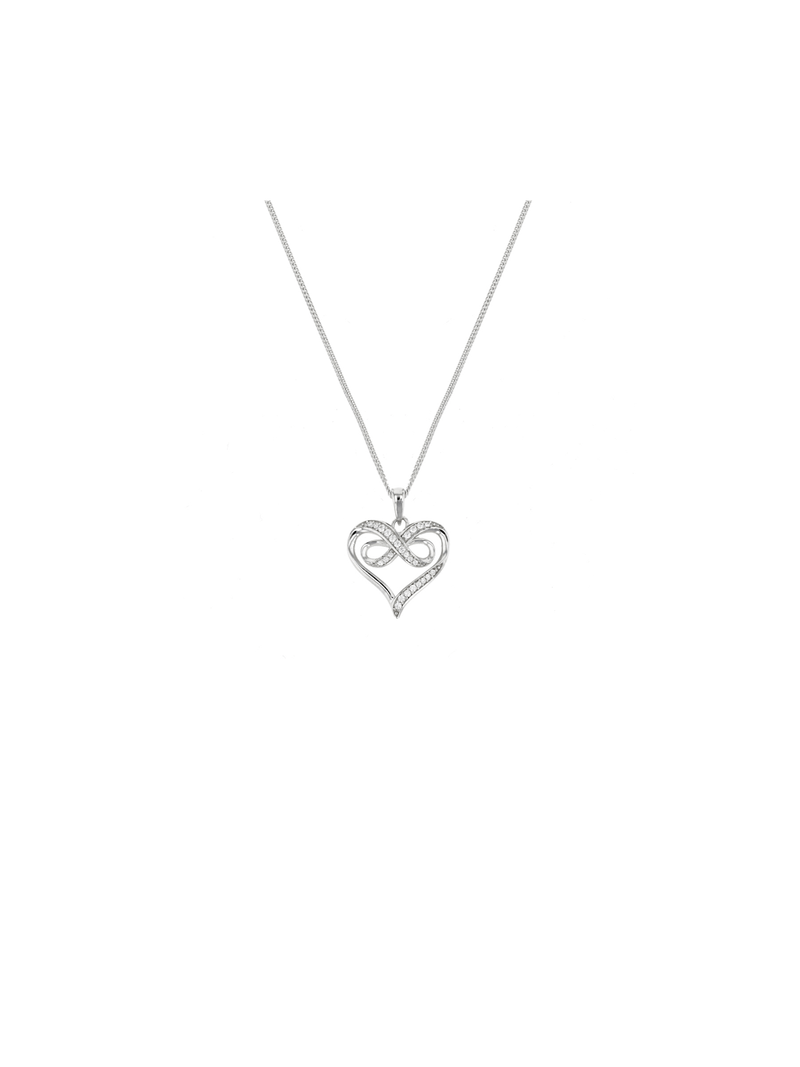 Sterling Silver & Cubic Zirconia Infinity Heart Pendant On Chain
