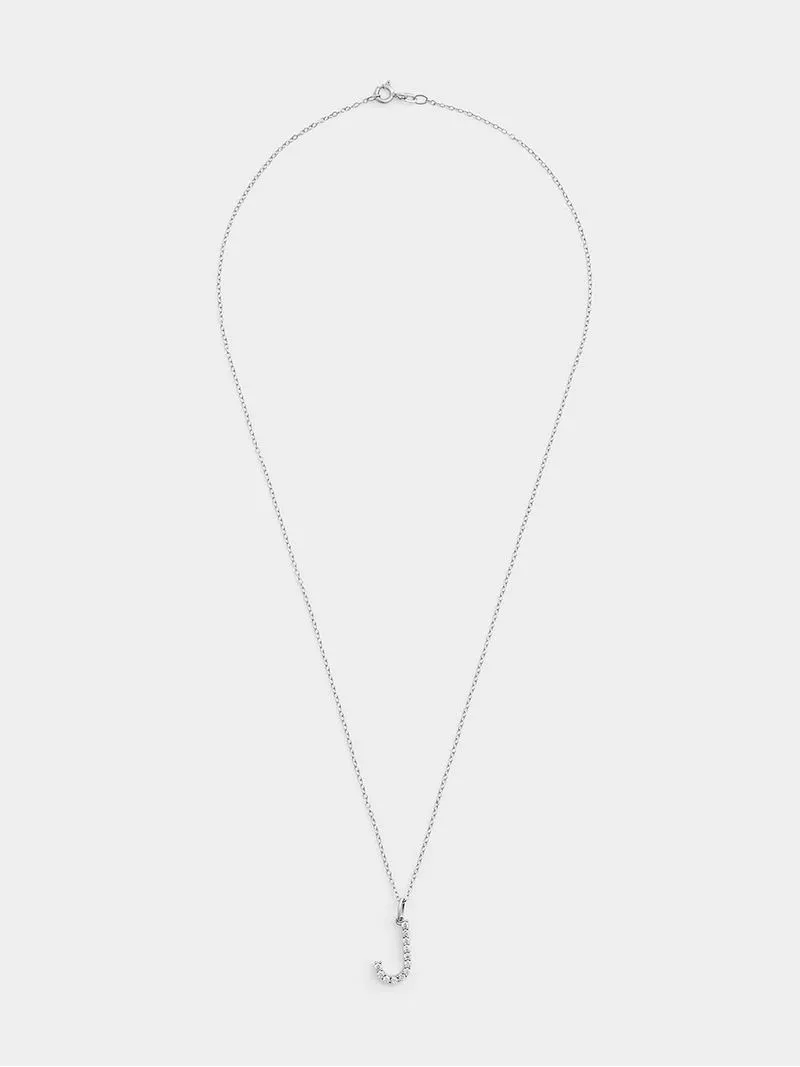 Cheté Sterling Silver Cubic Zirconia “J” Initial Pendant