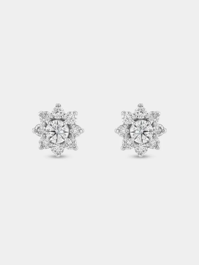 White Gold 0.9ct Lab Grown Diamond Sunflower Stud Earrings