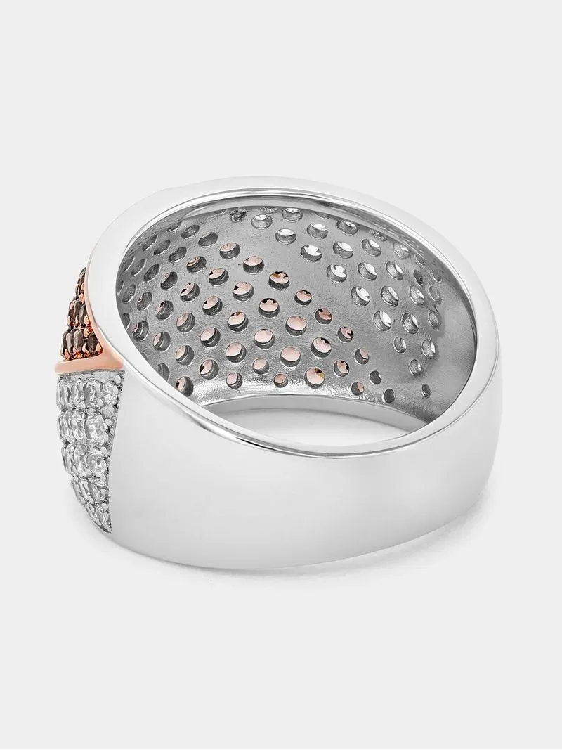 Cheté Rose Plated Sterling Silver Champagne Cubic Zirconia Pavé Wrap Ring