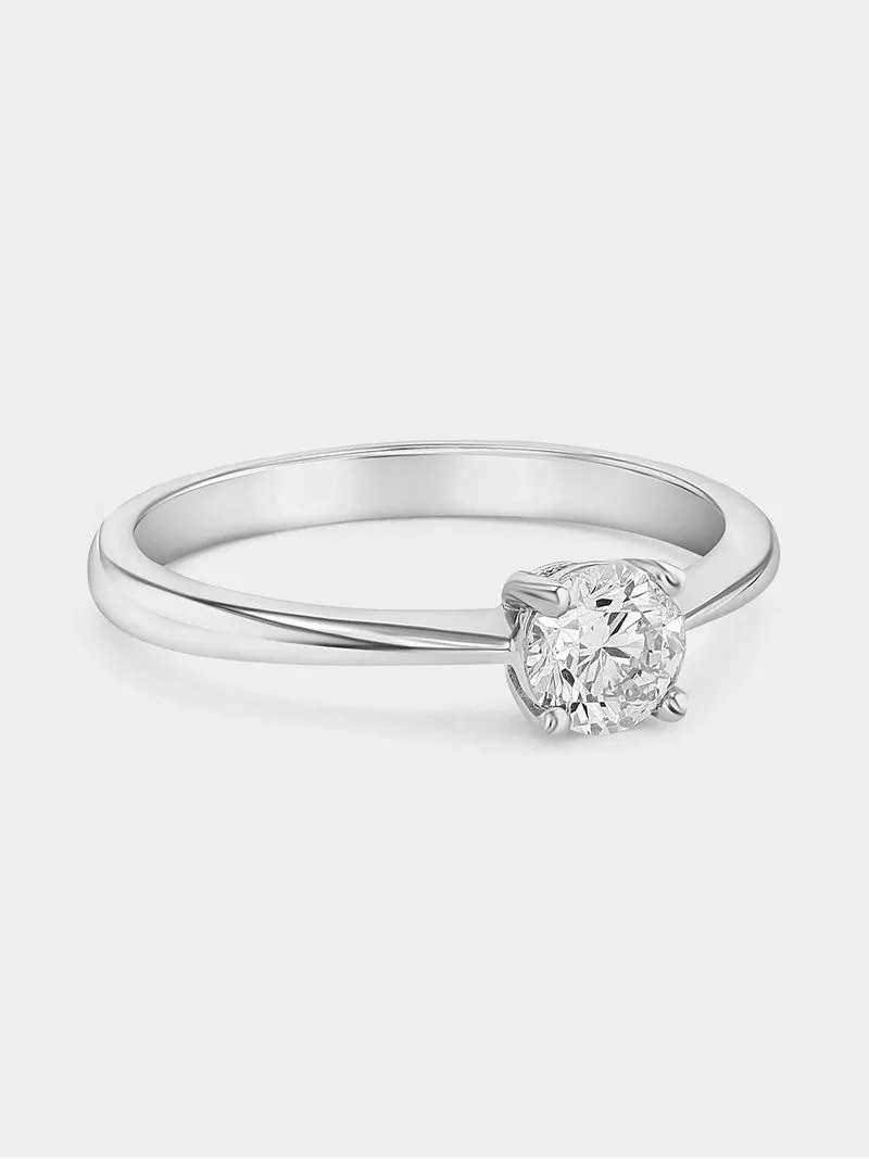 White Gold 0.50ct Diamond 4-Claw Solitaire Ring
