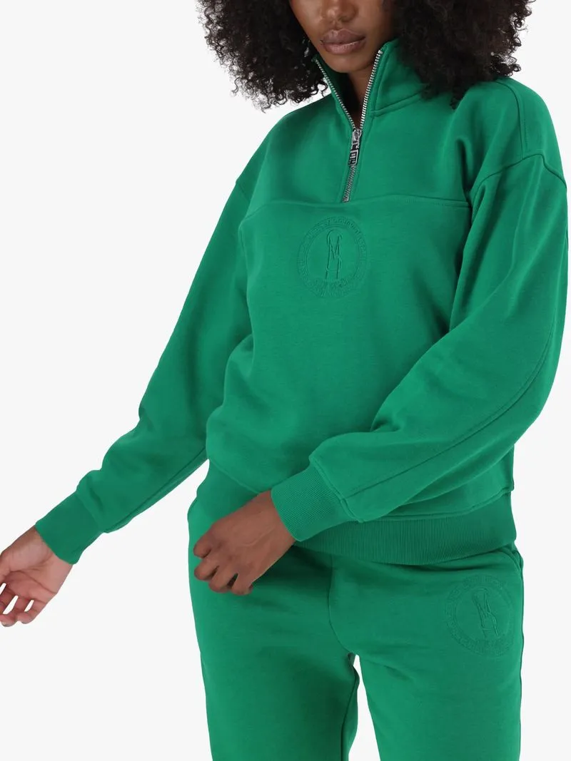 Women's Steve Madden Green Co-ord Maxine Collared Fleece Sweatshirt
