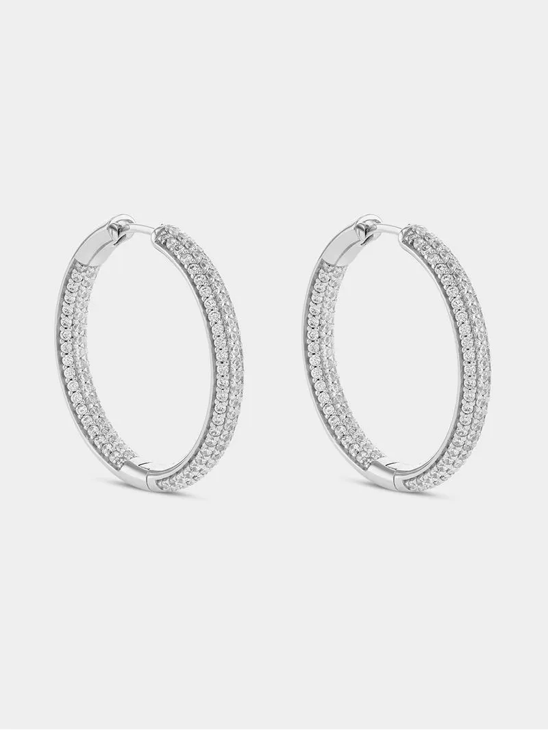 Cheté Sterling Silver Cubic Zirconia Pavé Bling Hoop Earrings