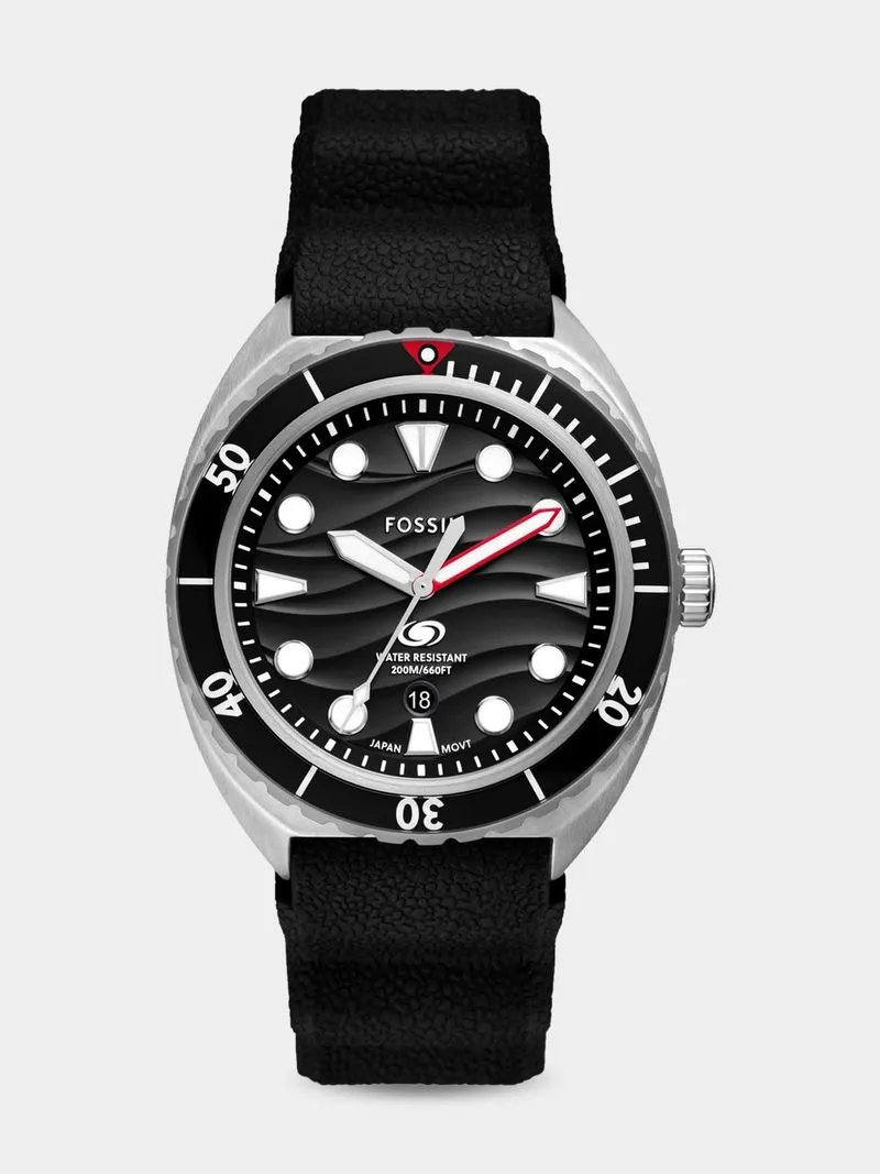 Fossil Breaker Stainless Steel Black Silicone Watch
