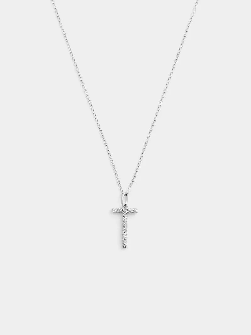 Cheté Sterling Silver Cubic Zirconia “T” Initial Pendant