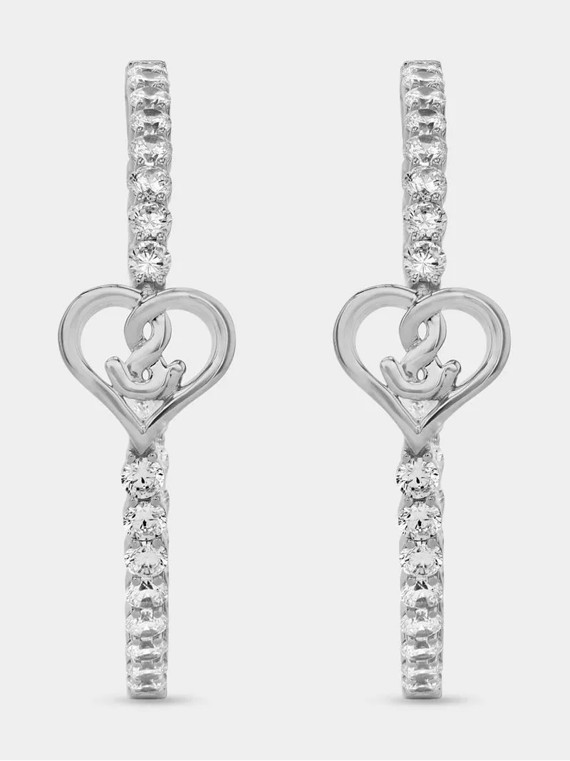 Gert Johan Coetzee Sterling Silver 7ct White Cubic Zirconia Love Generation Love Knot Ultimate Hoop Earrings