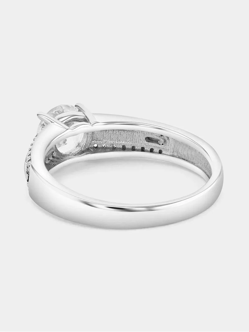 Yellow Gold & Sterling Silver Diamond & Created Sapphire Round Pavé Split Ring