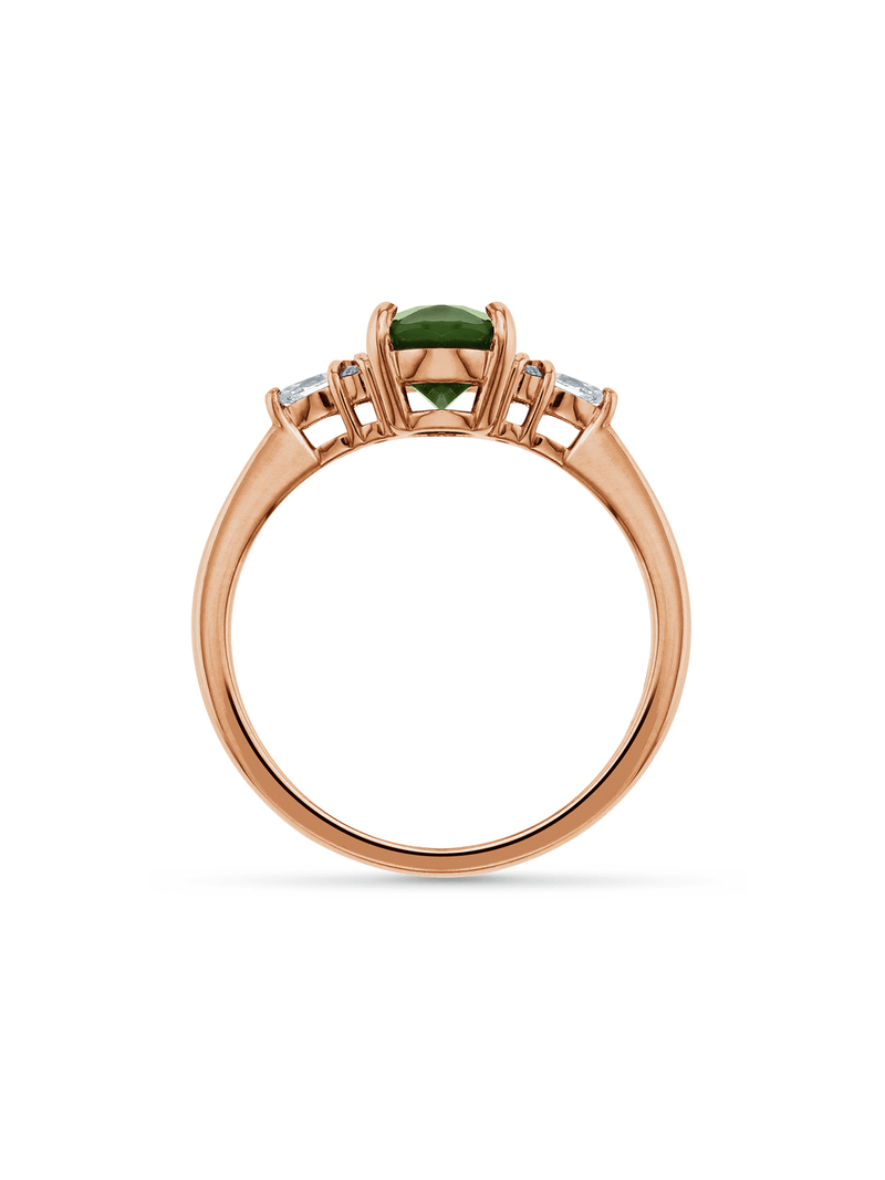 Rose Gold Diamond & Green Tourmaline Oval Beauty Ring