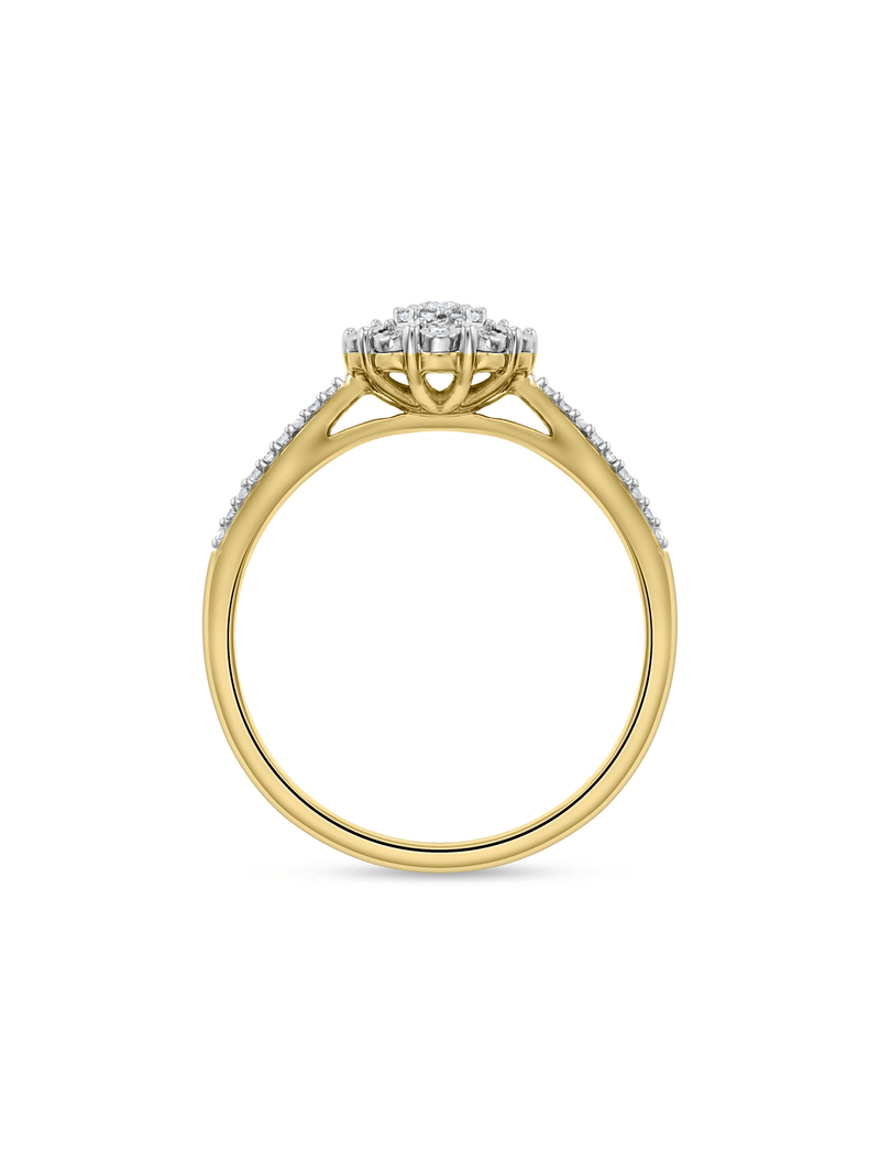 Yellow Gold 0.15ct Diamond Round Halo Ring