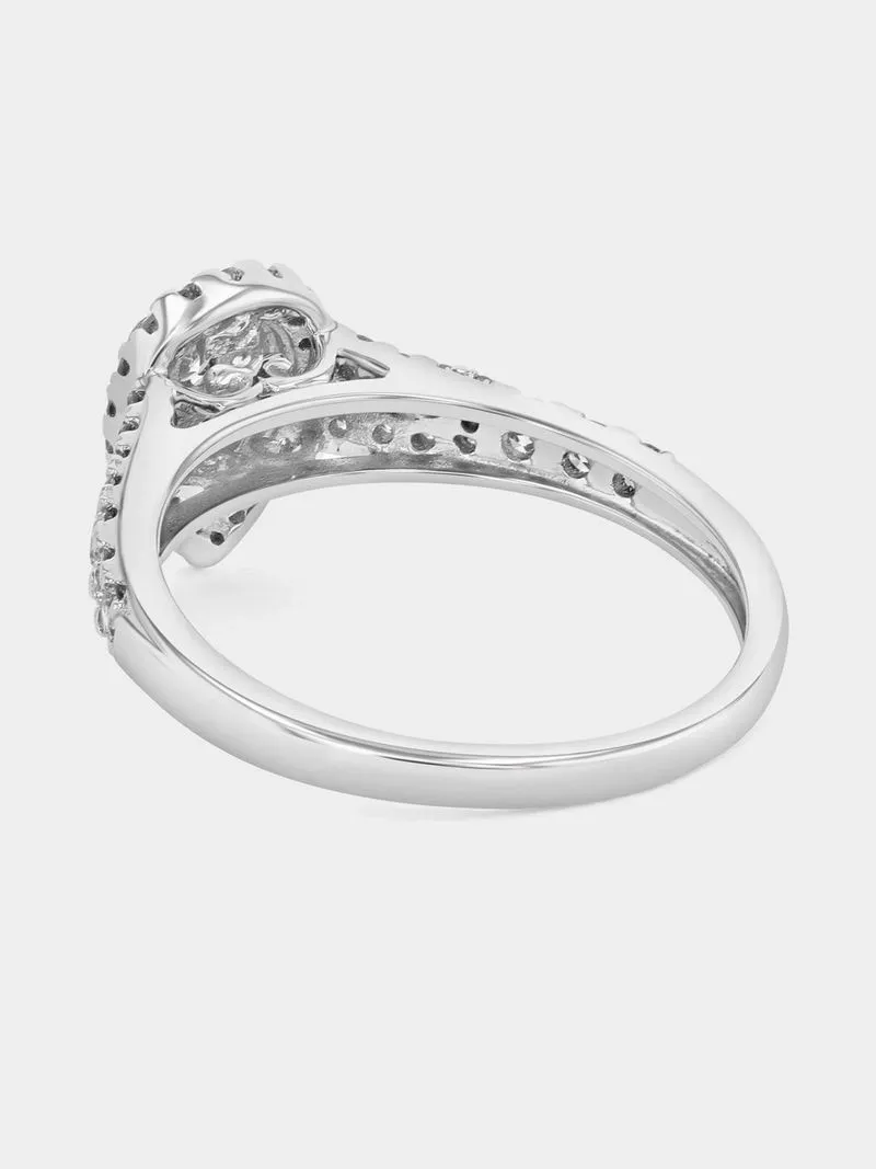 White Gold 0.5ct Lab Grown Diamond Pear Halo Ring