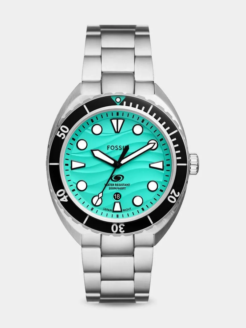 Fossil Breaker Green Dial Stainless Steel Bracelet Watch