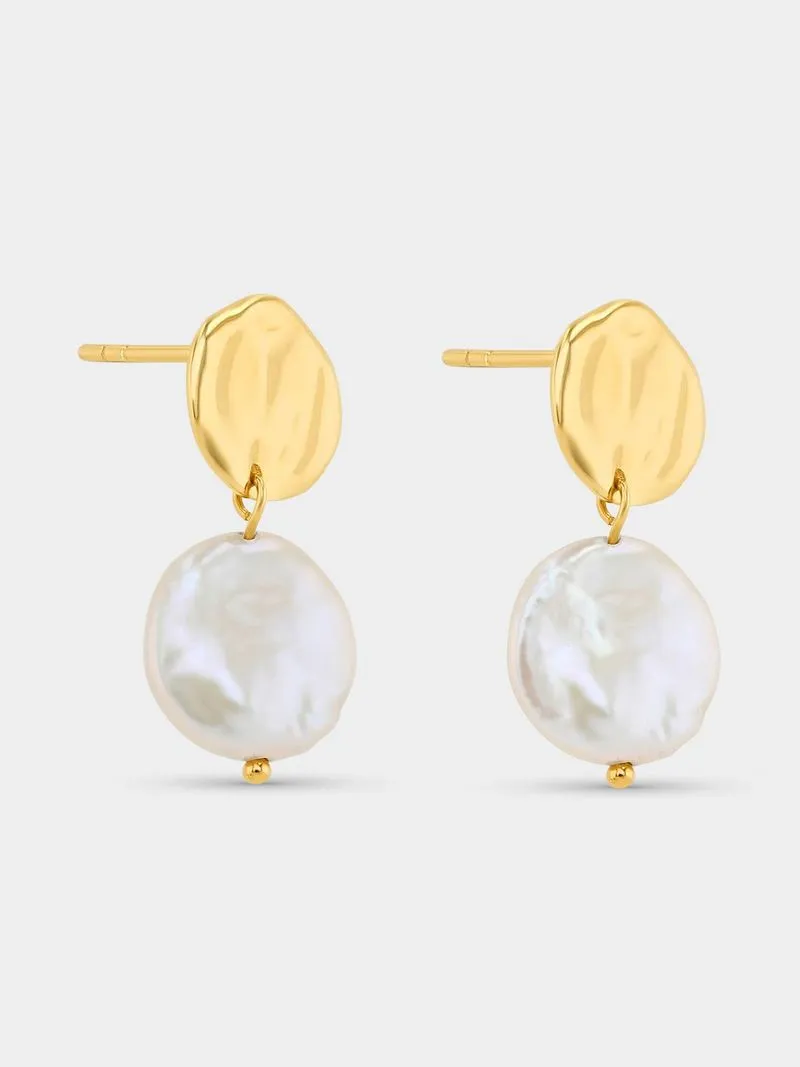 Sterling Silver Women’s Baroque Pearl Gold Earrings