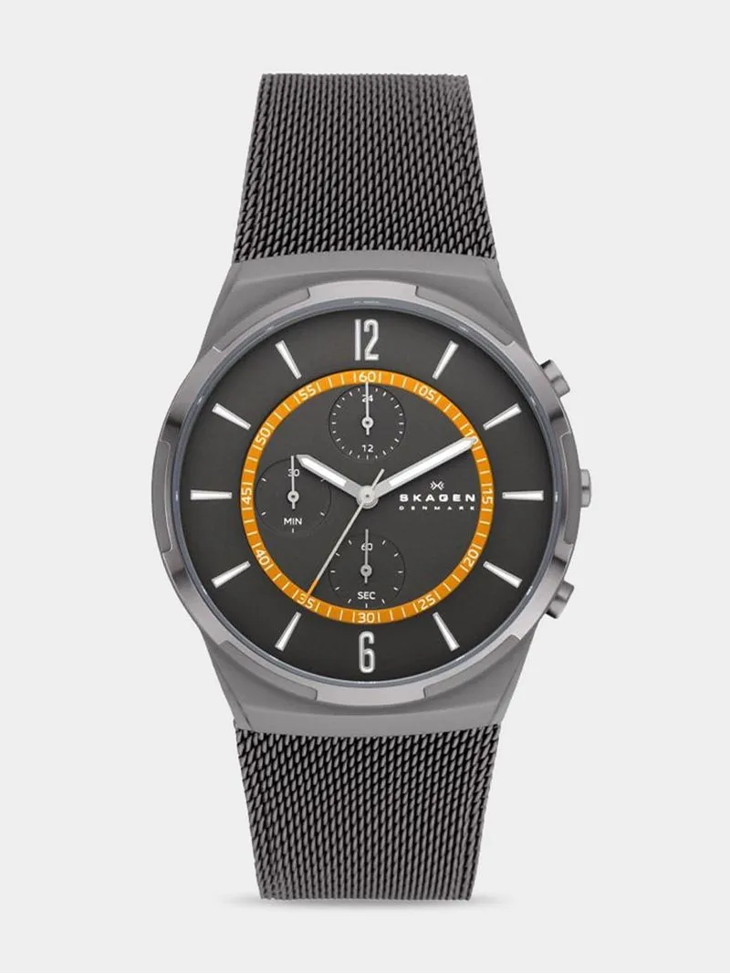 Skagen Men's Melbye Chronograph Gunmetal Plated Stainless Steel Mesh Watch
