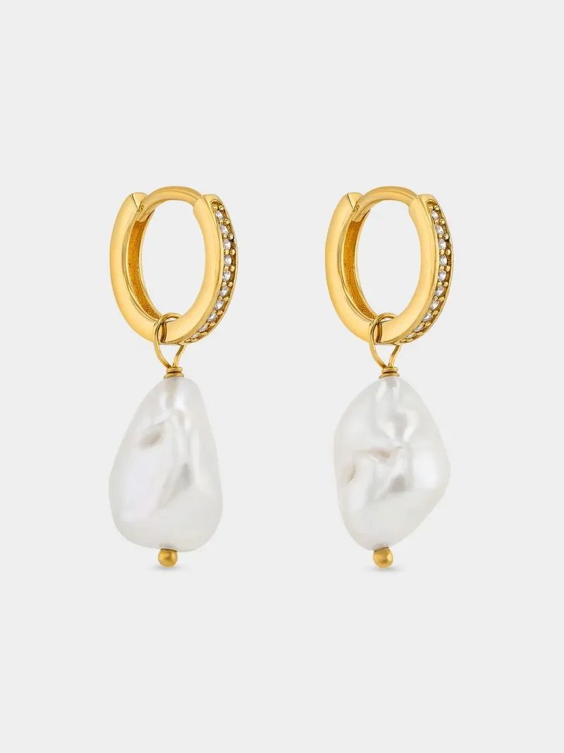 Sterling Silver Women's Cubic Zirconia Baroque Drop Earrings