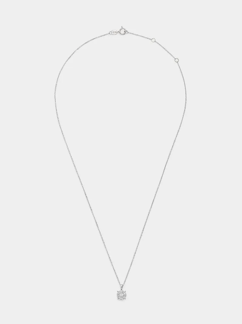 White Gold Diamond Illusion Solitaire Pendant