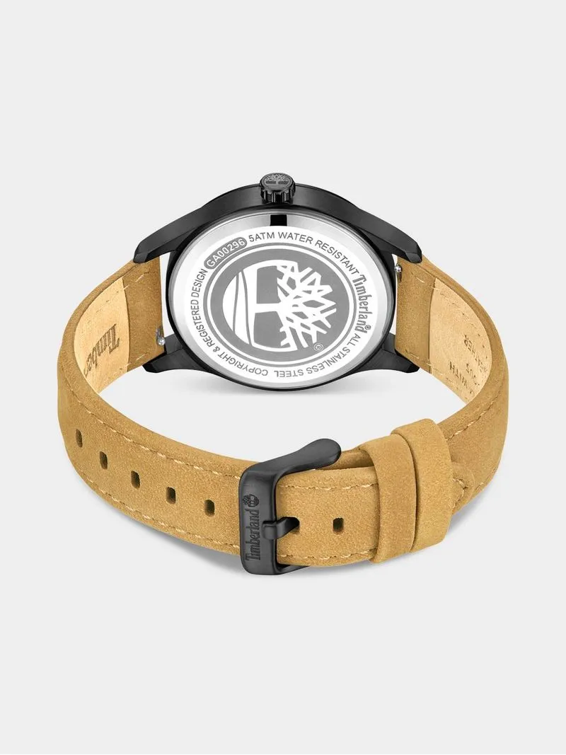 Timberland Rambush Black Plated Black Dial Tan Leather Watch