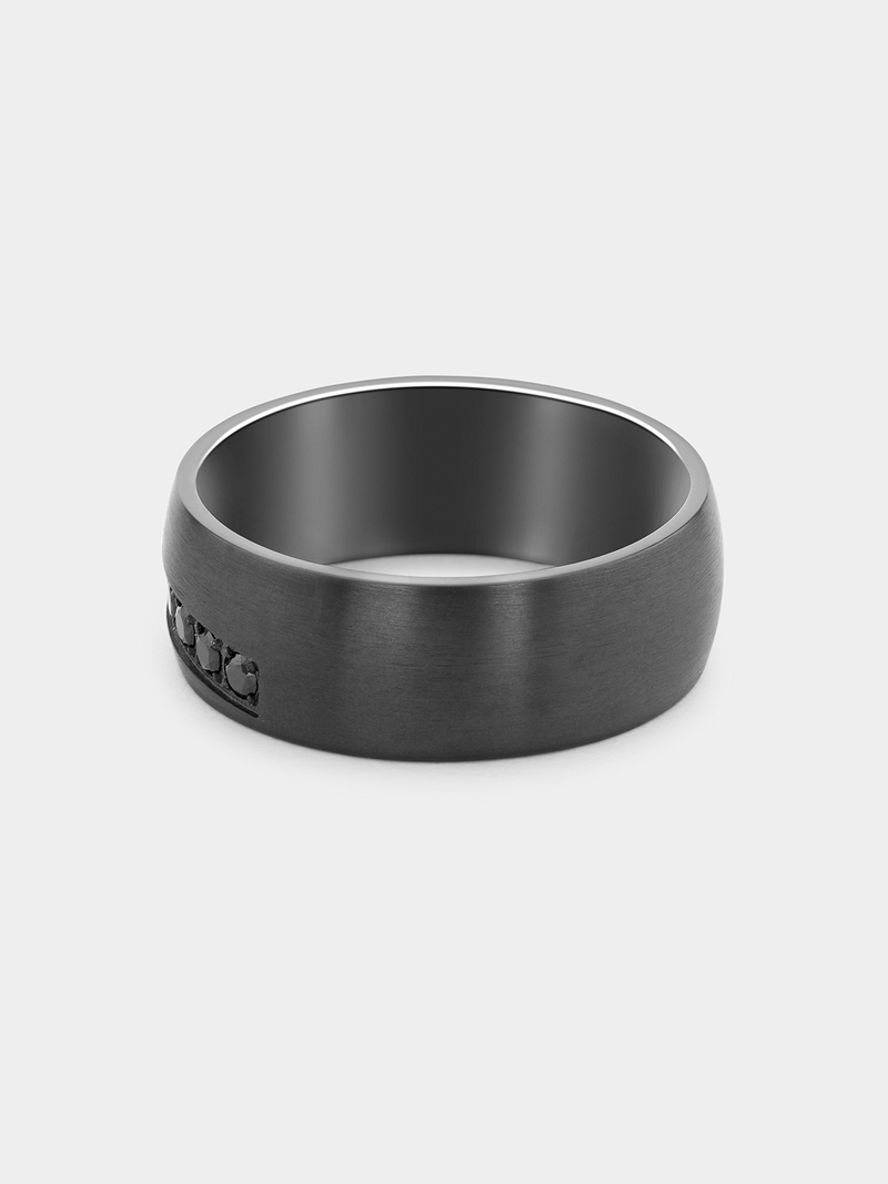 Zirconium Black Cubic Zirconia Diagonal Channel Ring