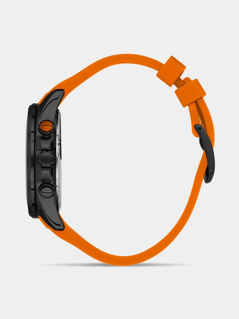 Daniel Klein Black Plated Black Dial Chronographic Orange Silicone Watch