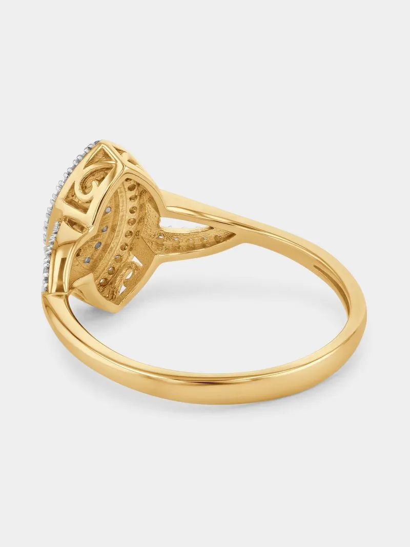 Yellow Gold 0.23ct Diamond Marquise Halo Cluster Ring