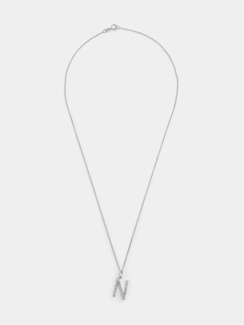 Cheté Sterling Silver Cubic Zirconia “N” Initial Pendant
