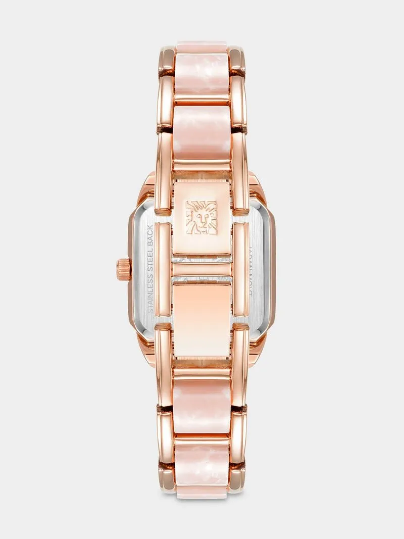 AnneKlein Women's Rose Plated Octagonal Watch