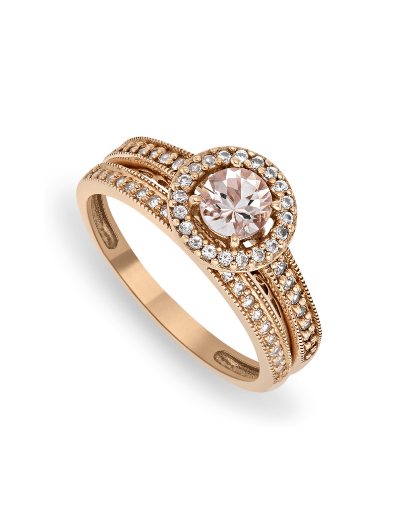 9ct Rose Gold Morganite & Diamond Twinset Ring
