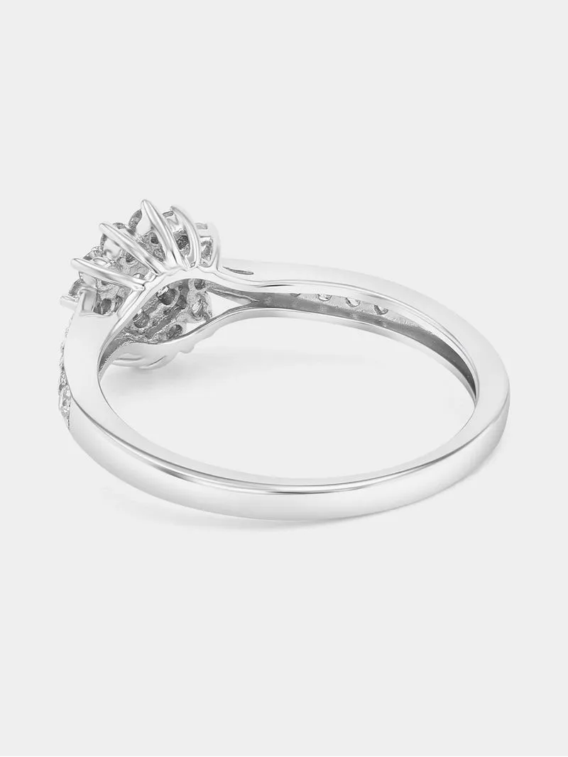 Sterling Silver 0.4ct Lab Grown Diamond Starburst Cluster Ring