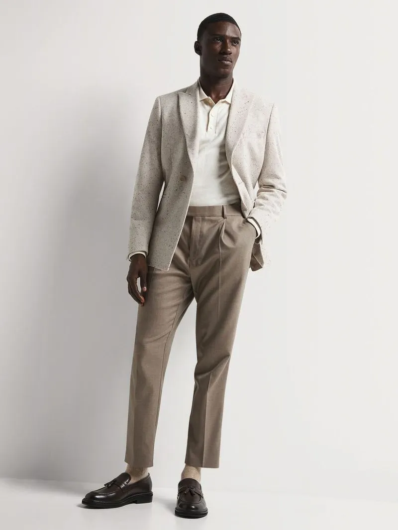 Men's Markham Smart Slim Tapered Flannel Natural Trouser