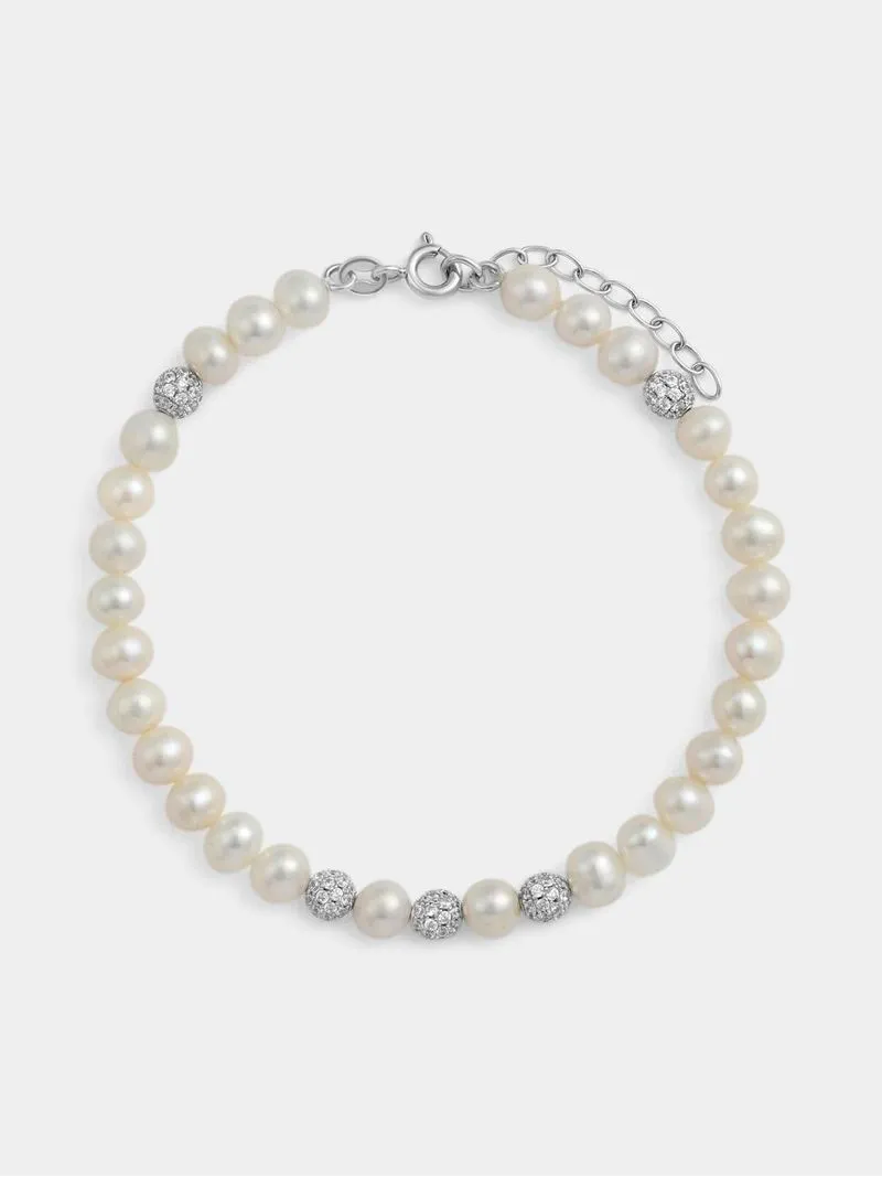 Cheté Sterling Silver Freshwater Pearl Ball Bracelet