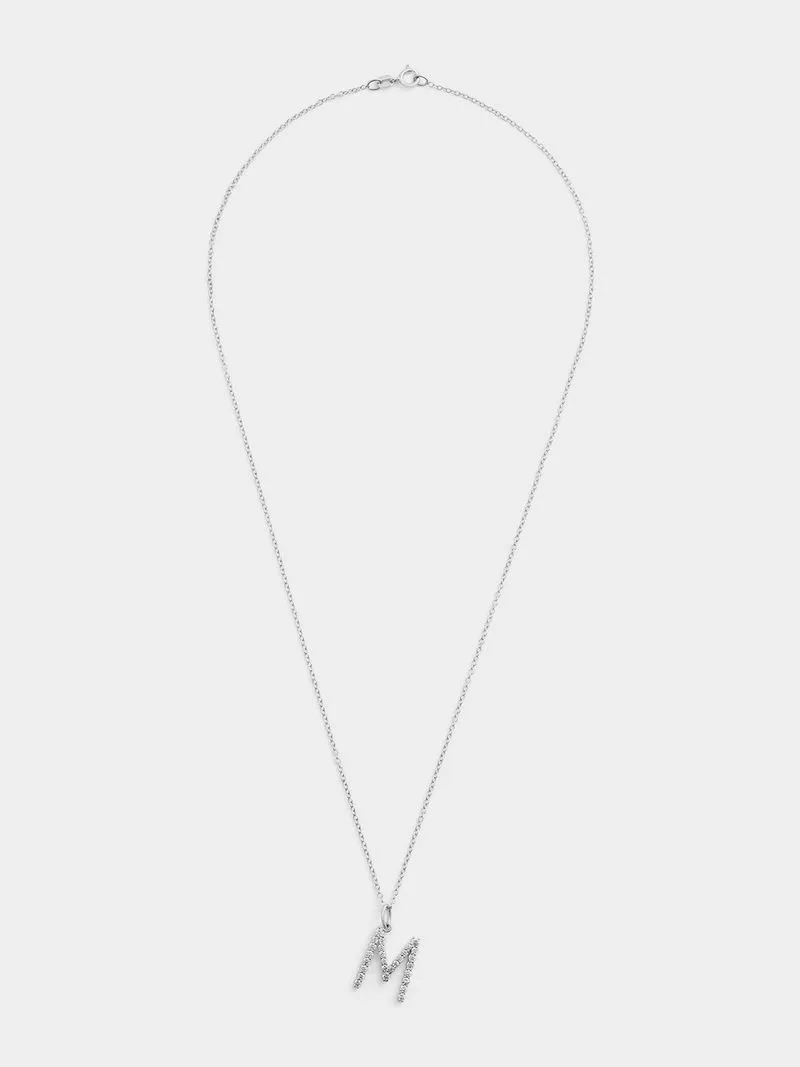 Cheté Sterling Silver Cubic Zirconia “M” Initial Pendant