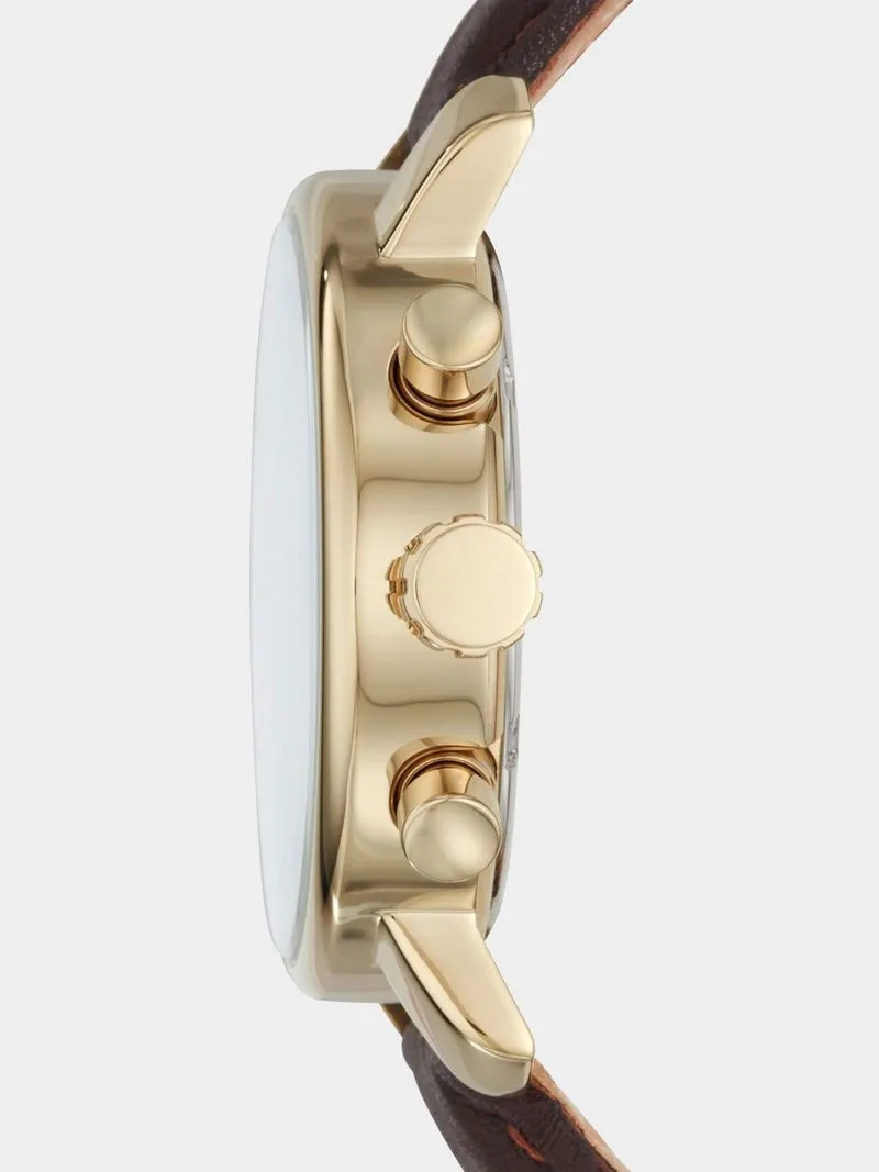 Fossil Rhett Gold Plated Stainless Steel Brown Leather Chronograph Watch