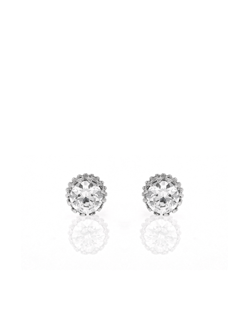 Cheté Sterling Silver Vintage Inspired Crown Stud Earrings