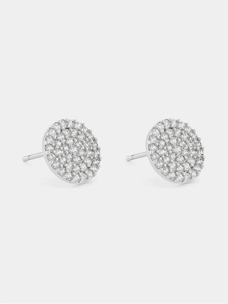Cheté Sterling Silver Cubic Zirconia Pavé Disc Stud Earrings